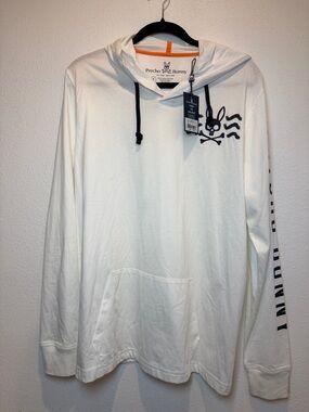 NWT Psycho Bunny White Pullover Hoodie with Black Logo Size L (6)